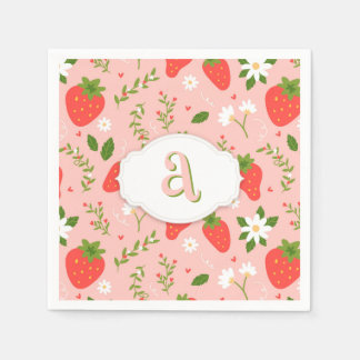 Serviette en papier à motif fraise mignon