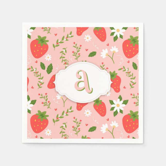 Serviette en papier à motif fraise mignon (Devant)