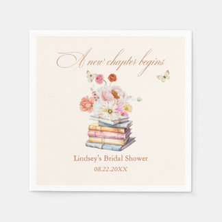 Serviette En Papier A New Chapter Begins Bridal Shower Floral 