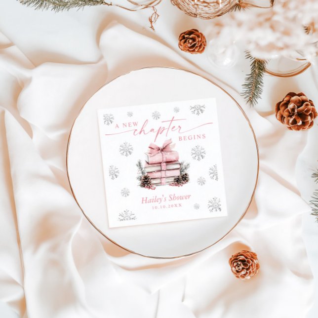 Serviette En Papier A New Chapter Begins, Pink Bow Winter Baby Shower (Créateur téléchargé)