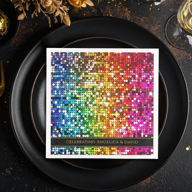 Serviette en papier à paillettes colorées scintill (Créateur téléchargé)