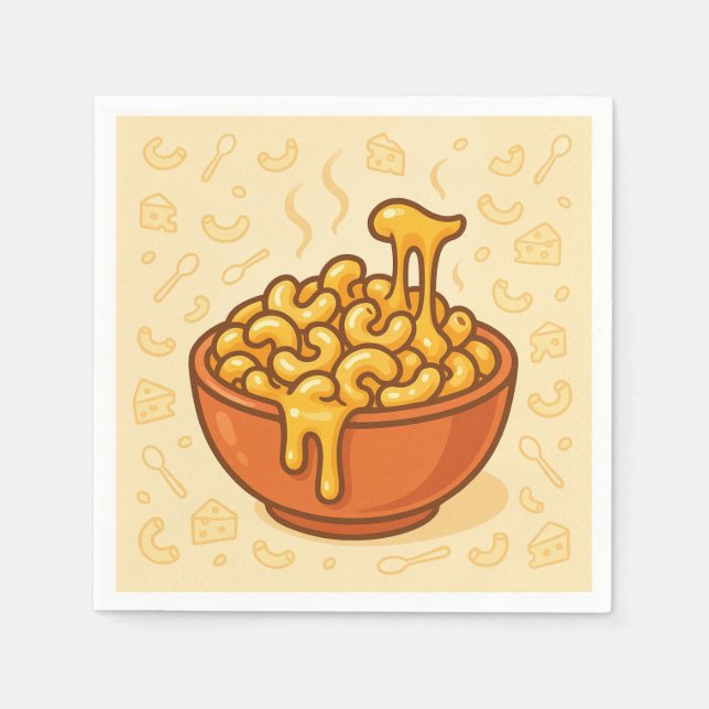 Serviette En Papier A playful, illustration of Mac and Cheese (Devant)