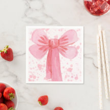 Serviette en papier à ruban rose