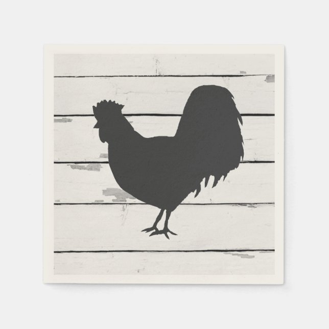 Serviette en papier à silhouette de coq pour fête  (Devant)