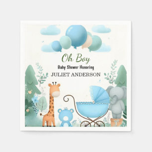 Serviette En Papier À Soft Boho Bear Blue Cub Welcome Baby Boy Shoy