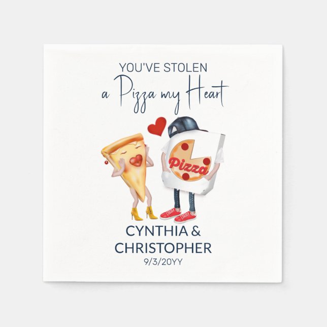 Serviette En Papier A volé une pizza mon cœur (Devant)