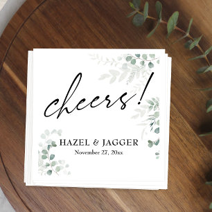 Serviette En Papier À votre santé ! Élégante verdure + typographie de