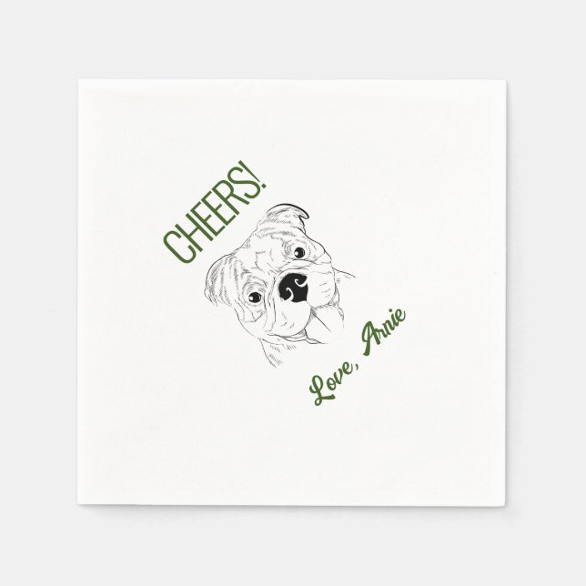 Serviette En Papier À votre santé ! Serviettes de mariage Bulldog (Devant)