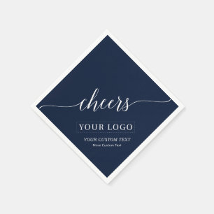 Serviette En Papier À votre santé   Simple logo commercial bleu marine