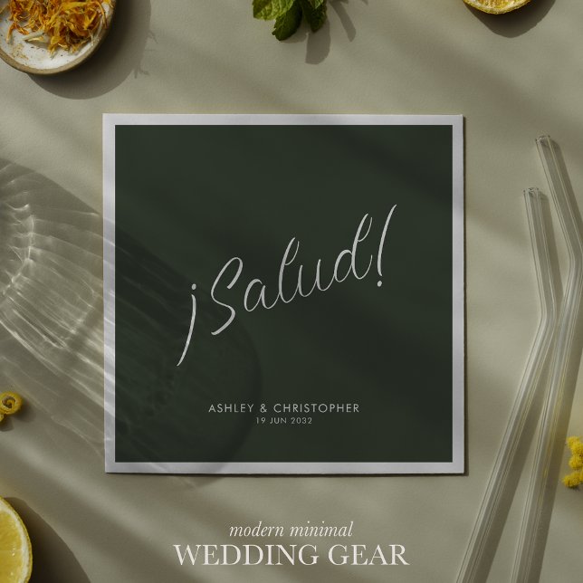 Serviette En Papier ¡À votre santé ! Vert de mousse Minimal Cocktail p (Créateur téléchargé)