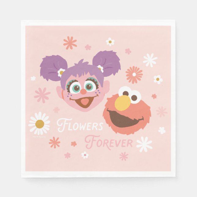 Serviette En Papier Abby Cadabby & Elmo | Fleurs pour toujours (Devant)