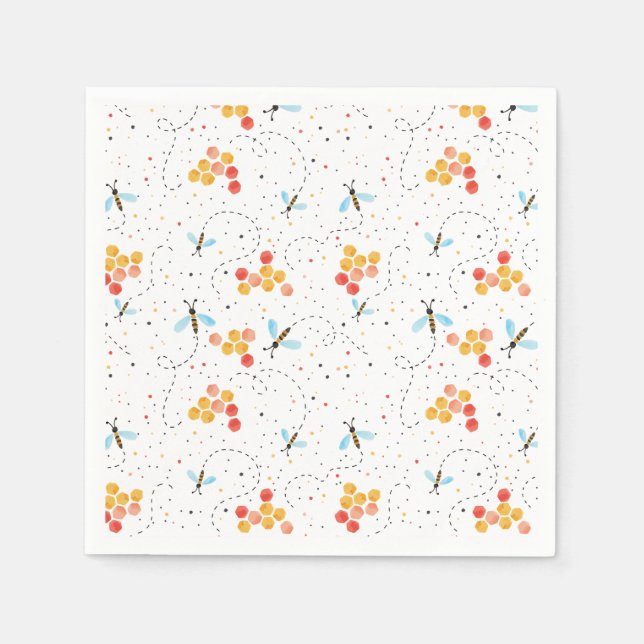 Serviette En Papier Abeille aquarelle Motif (Devant)