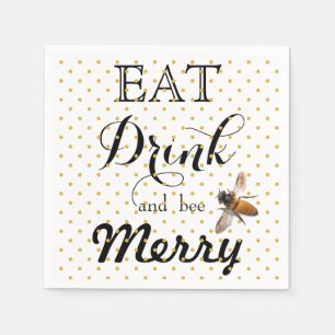 Serviette En Papier abeille au miel - Mange Boire et abeille Joyeux