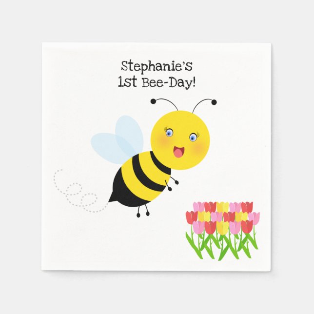 Serviette En Papier Abeille dans Tulip Garden (Devant)