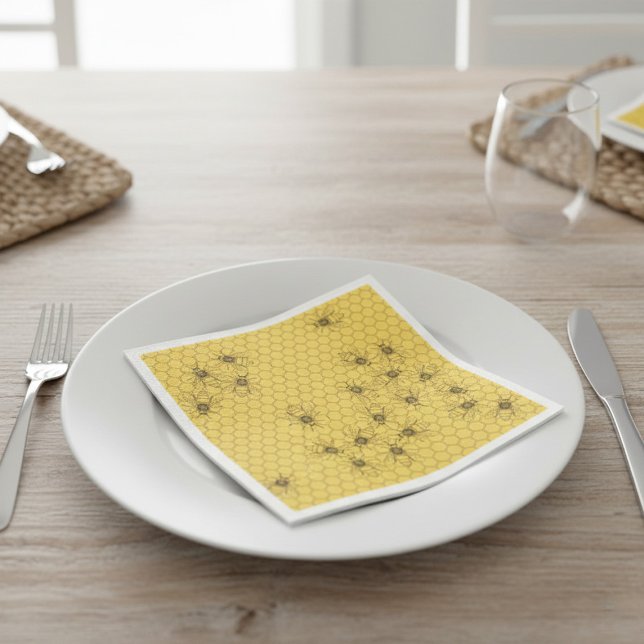 Serviette En Papier Abeille de miel jaune et papier peigne (Créateur téléchargé)