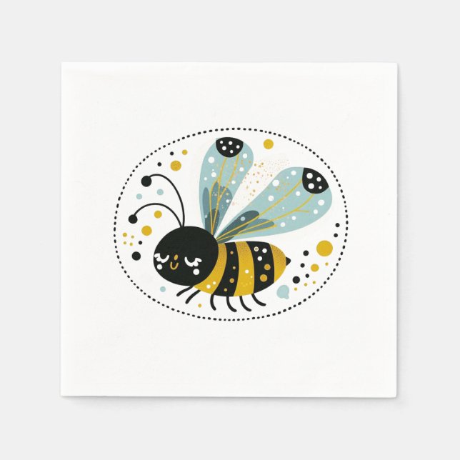 Serviette En Papier Abeille fantaisiste endormie  (Devant)