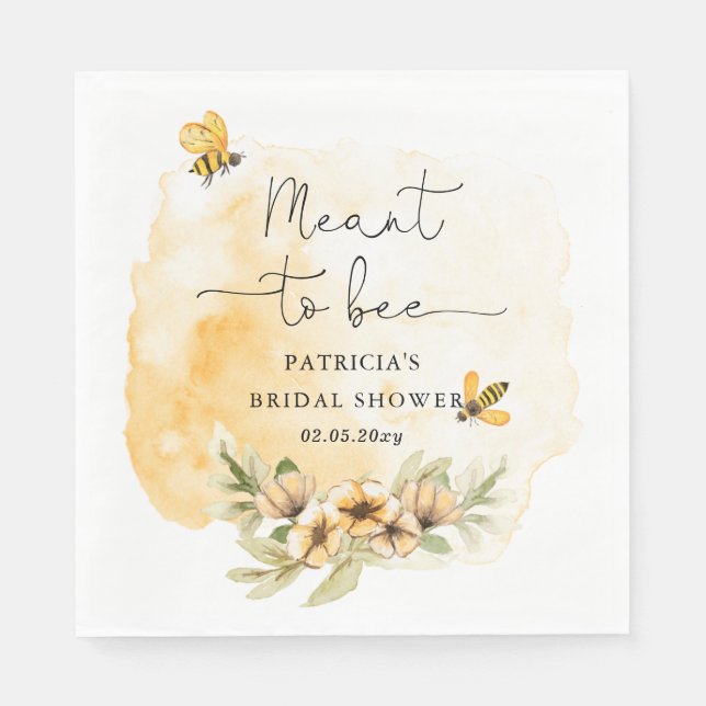 Serviette En Papier Abeille Fleurie Mariage Chérie (Devant)