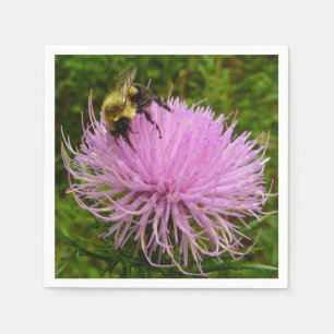 Serviette En Papier Abeille sur la nature de la fleur de chardon