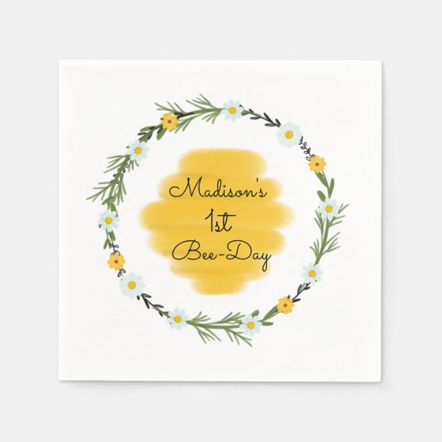 Serviette En Papier Abeille Thématique Anniversaire | Jour des abeille (Devant)