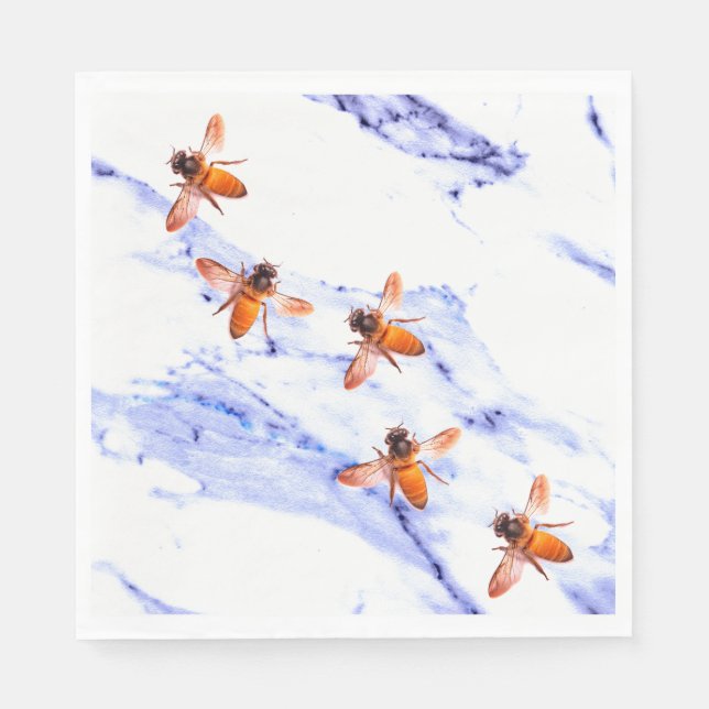 Serviette En Papier Abeilles de miel et marbre bleu (Devant)