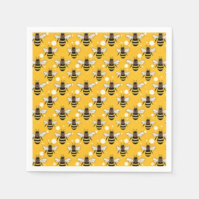 Serviette En Papier Abeilles de miel Motif Jaune (Devant)