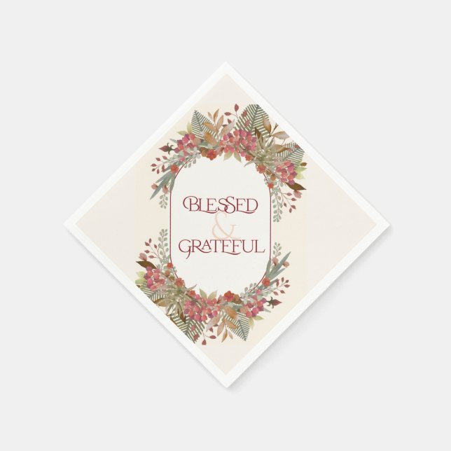 Serviette En Papier Abondante automne floral béni Grateful Thanksgivin (Coin)