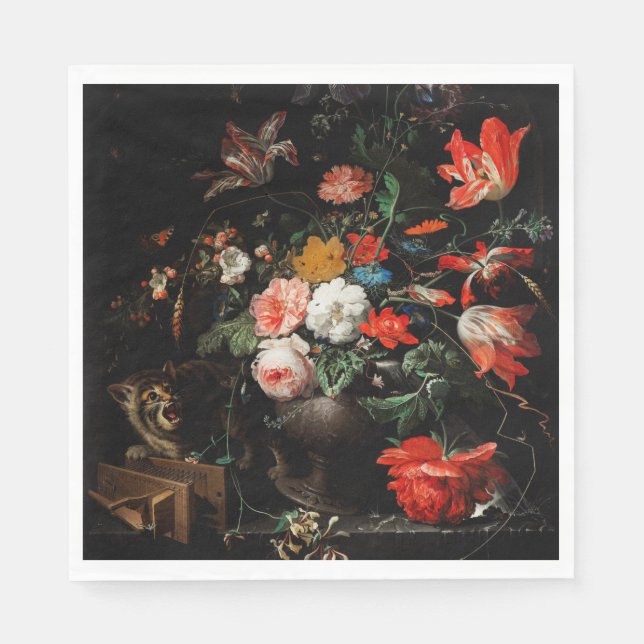 Serviette En Papier Abraham Mignon Le Bouquet Renversé. Floral (Devant)