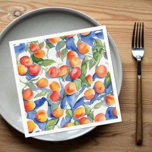 Serviette En Papier Abricots de l'été artistiques à motif aquarelle de