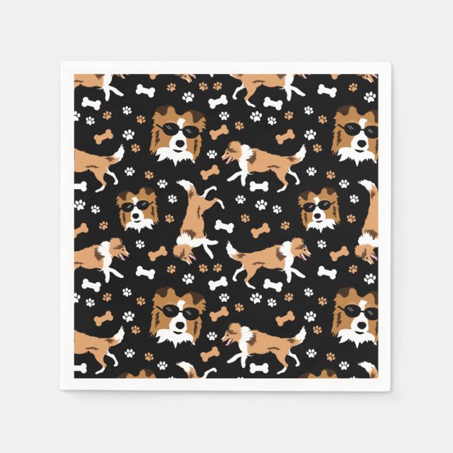 Serviette En Papier Abris Shetland Sheepdog Collie Chien Motif Napk (Devant)