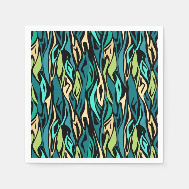 Serviette En Papier Abstract black turquoise (Devant)