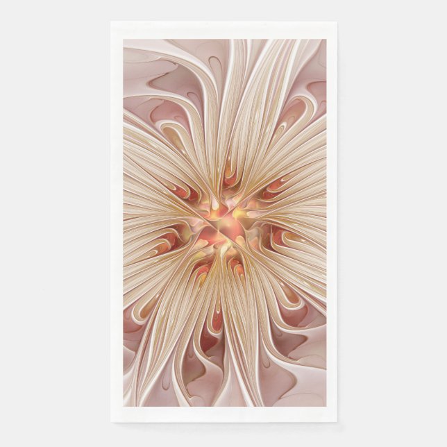 Serviette En Papier Abstract Modern Peach Pastel Flower Fractal Art (Devant)