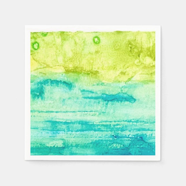 Serviette En Papier Abstract Ocean Watercolor (Devant)