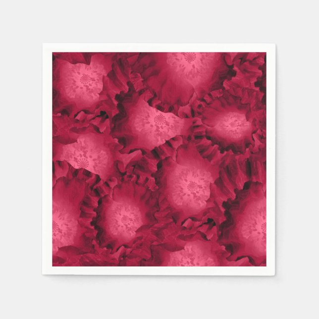 Serviette En Papier Abstract red roses poppy flowers floral romantic (Devant)