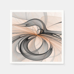 Serviette En Papier Abstrait Anthracite Grey Sienna Art moderne fracta