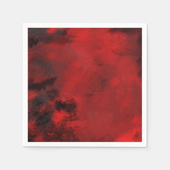 Serviette En Papier Abstrait artistique moderne noir et rouge (Devant)