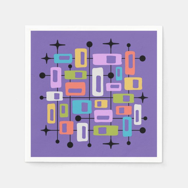 Serviette En Papier Abstrait Atomique Rétro Moderne de Milieu de Siècl (Devant)