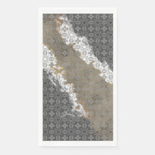 Serviette En Papier Abstrait blanc, gris, bronze, or Vintage Motif