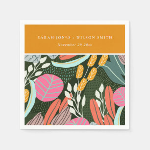 Serviette En Papier Abstrait Bold coloré Mariage botanique tropical