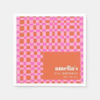 Abstrait Checker rose orange Personnalisé 21e anni