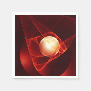 Serviette En Papier Abstrait Crème rouge moderne Imaginaire Fractal Ar