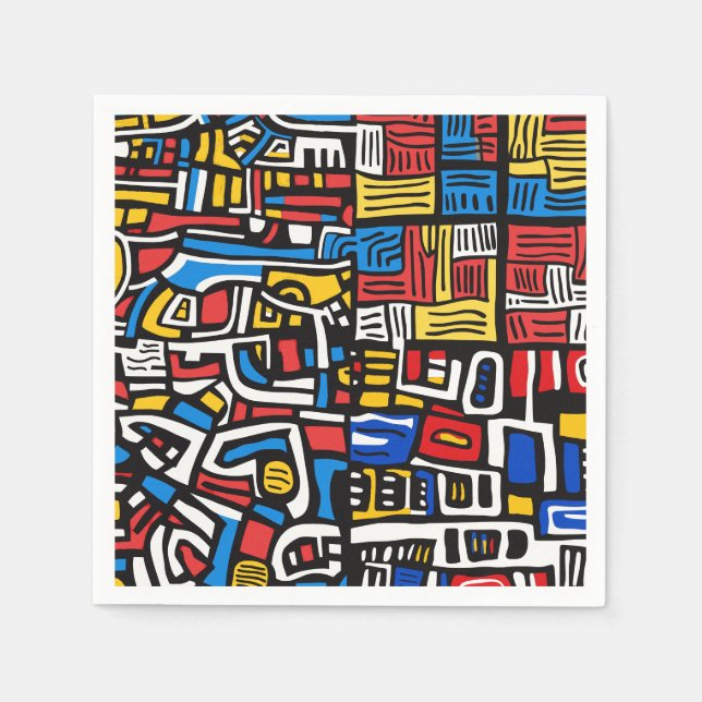 Serviette En Papier abstrait doodle moderne (Devant)