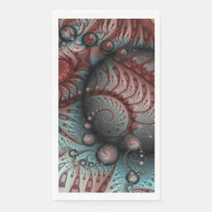 Serviette En Papier Abstrait Fantaisie Vive Art Fractal Brun Bleu