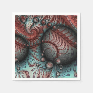 Serviette En Papier Abstrait Fantastique Vivid Art Fractal Brun Bleu
