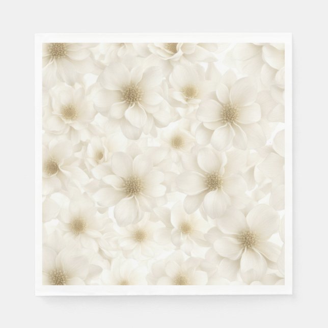 Serviette En Papier Abstrait floral ivoire doux (Devant)