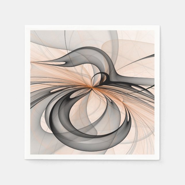 Serviette En Papier Abstrait Gris Sienne Anthracite Art Fractal Modern (Devant)