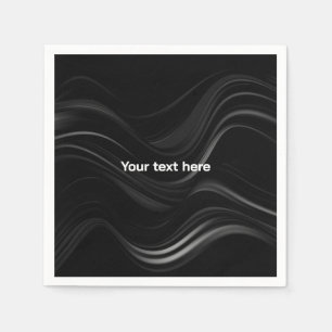Serviette En Papier Abstrait minimaliste noir et blanc   Ajouter votre