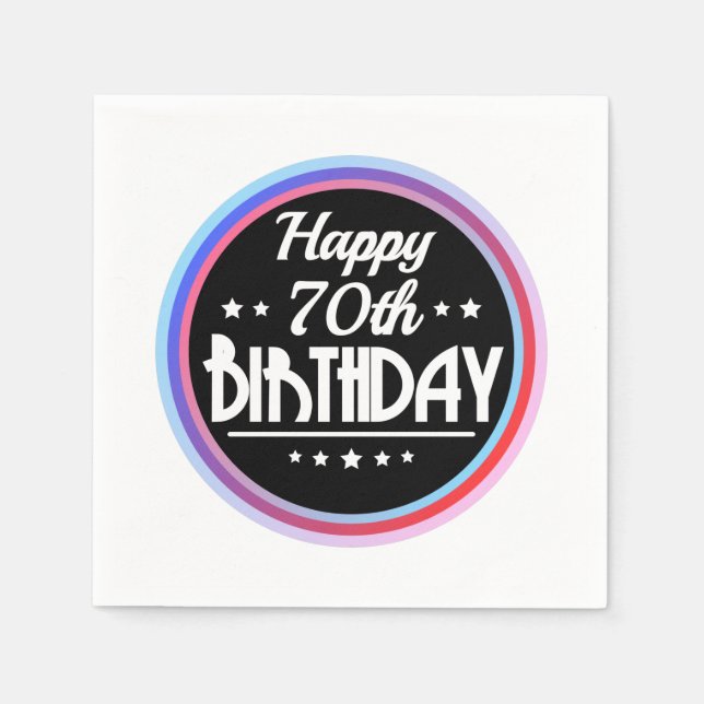 Serviette En Papier Abstrait moderne Joyeux 70e anniversaire (Devant)