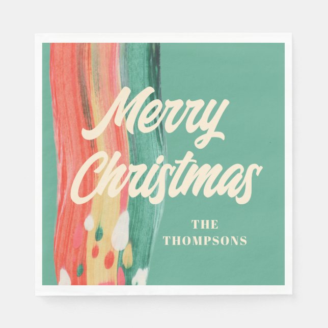 Serviette En Papier Abstrait moderne Joyeux Noël Nom personnalisé (Devant)