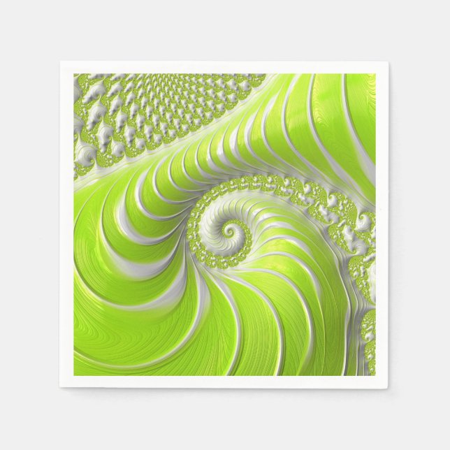 Serviette En Papier Abstrait Moderne Lime Green Spiral Fractal (Devant)
