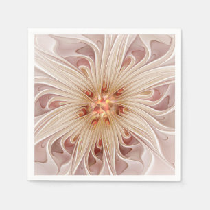 Serviette En Papier Abstrait Moderne Peach Pastel Flower Fractal Art